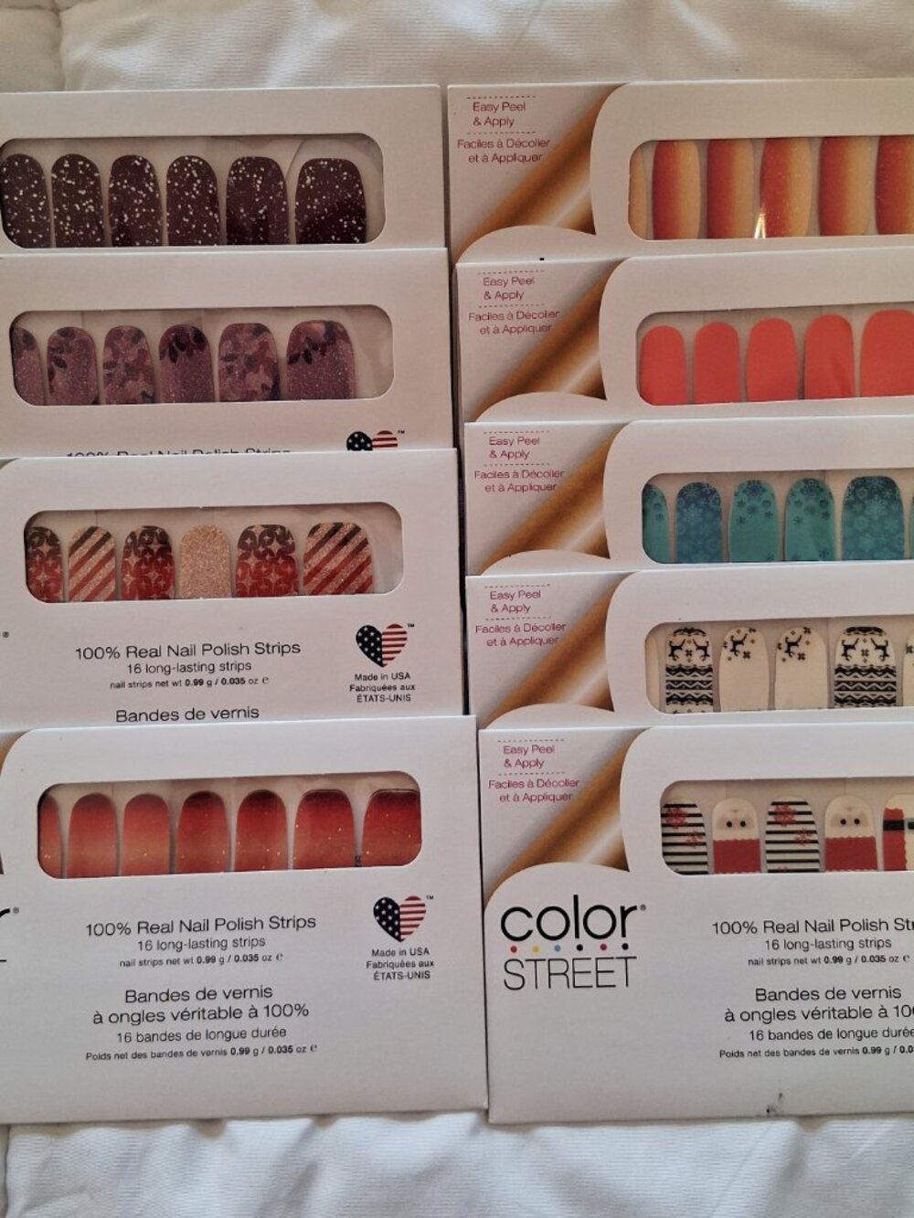NEW 9 Assorted Color Street Nail Polish Strips Sparkles Flowers Winter & More